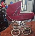 Vintage Antique Italian Italy Perego Baby Carriage Stroller Carrier Red Velvet