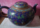 Antique Japanese Meiji Era  Cloisonn   Teapot Butterflies   Floral  C 1900s  4 5 