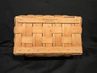 Vntg Longaberger Basket 2000 W leather Handles cotton Liner   Divided Protector