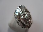 Native Indian Style Sterling Silver Ring Men Indian Head Mother Pearl Size 12