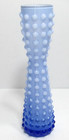 Vintage Glass Vase Royal Blue Light Blue Cased White Hobnail 9  Tall 1970 s