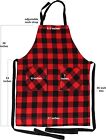 Bib Apron With 2 Pockets For Men   Women  Red Buffalo Plaid