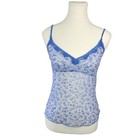Victoria   s Secret Blue Floral Lace Trim Cami Tank Top Size Large Y2k Cottagecore