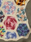 Vtg Granny Square Afghan Hand Crochet Multi-color-blanket