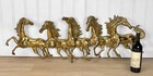 Mid-century Hollywood Regency Brass 5 Horse Wall Sculpture - 46 