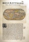 C 1586 Original Antique World Map  Oval Projection - Tommaso Porcacchi  Venice