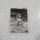 Vintage B w Photo Snapshot Of Man Holding Woman Hands Over Face Looking Away