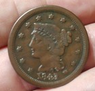 1843 Mature Head Braided Hair Large Cent Extremely Fine Xf Coin  6885