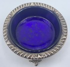 Frank Whiting Sterling Silver Rams Head Footed Salt Cellar Cobalt Reproduction