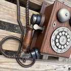 Western At t Electric Wood Wall Rotary Telephone With Bells Vintage Collectible
