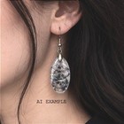 Handmade Resin Drop Earrings Clear Skull Glitter Goth Dangle Halloween Ooak