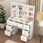 White Makeup Vanity Desk With Smart Led Open Mirror   7 Drawers Dressing Table
