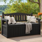 80 Gallon Lockable Storage Bench Outdoor Deck Box With Armrest Patio Furniture