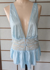 Vtg 2 Pc Teddy Peignoir Set 1970s Texsheen Sz M Light Blue Snap Closure Lingerie