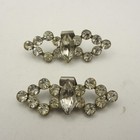Vintage Rhinestone Shoe Clips Silver Tone