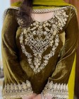 New Presenting Olive Green Viscose Velvet Salwar Kameez With Dupatta For Wedding