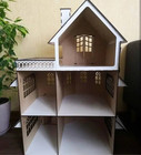 Large Wooden Dollhouse 3-story White Handmade Barbie House With Furniture