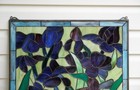 Handcrafted Stained Glass Window Panel Iris Flowers  24  X 24  Hf575