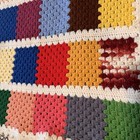 Vtg Handmade Crochet Colorful  White Granny Square Afghan Throw Blanket 60   x50   