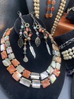      Vintage Jewelry Lot  Statement Shell Abalone Amethyst 925 Stone Hematite