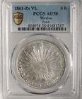 1861 Zs Vl 8 Reales Mexico Km 377 13  Zs44  Pcgs Au58  45481247 - Very Scarce 