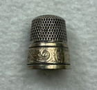 Vtg Sterling Silver   Gold Band Simons Bros  9 Thimble Personalized Irene 1936
