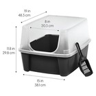 Iris Usa Large High Sided Cat Litter Box  Open Top  Scatter Shield  Scoop Black