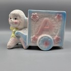Vintage Ceramic Lamb Nursery Planter Figurine Anthropomorphic Pastel Colors