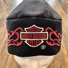 Harley Davidson Cycles Skull Cap Headwrap Black   Red Flame Bandana