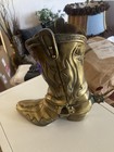Vintage Brass Western Cowboy Boot  9    Vase Planter