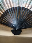Vintage Chinese Wall Fan  Hand-painted Peony Flowers   Gold   Signed 