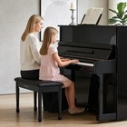 Duet Piano Bench With Storage  Padded Wooden Stool  Black
