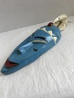 African Tribal Face Blue With Bird Vintage Wood Hand Carved Guro Mask Ghana 15   