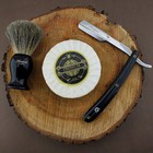 Shaving Kit With Black Cut Throat Razor  Super Badger Hair Shaving Brush    Soap