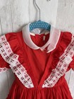 Vintage Girls Dress Betty Oden Sz 3 Red White Pinafore Lace Full Circle Ruffle