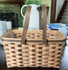 Longaberger  Basket  And Protector Rectanglemediumbrowntanmulticolor