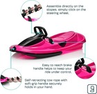 Gizmo Riders Snow Sled For Kids Adults Toboggan Easy Turning Steering Wheel Pink