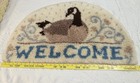 Vtg Welcome Goose Rug 80s Handmade Rug Hooking Kit Completed Half Circle 20x32