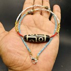 Antique Tibetan Old    eye Dzi Bead Necklace 
