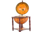 Unique Chess Board W  Pieces Hidden In Wood Table Top Nautical Old World Globe