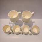 Vtg Set 6 Bopp Decker Vacron Plastic Insulated Cups Turquoise   White  Mcm