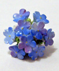 Antique Button Small Ceramic Cluster Blue Flowers Metal Shank England  1  diam 