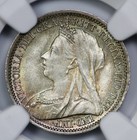 1901 Great Britain Maundy 3p Threepence Ngc Ms 65 Toned Sea Green Reverse