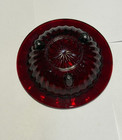Vintage Ruby Red Glass 3 Footed Ashtray 4    Scalloped Trinket Dish