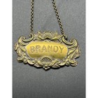 Antique Brass Art Nouveau Brandy Bottle Tag Liquor Id Decanter Label Charm Read