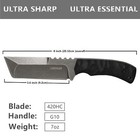 Oerla Field Knife Fixed Blade Stonewashed Cleaver G10 Handle And Kydex Sheath