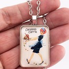 Vintage Old Maid Whitman Card Game Careless Carrie 1 X 1 2  Necklace Or Keychain