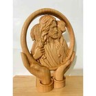 Jesus The Good Shepherd - Wooden Carving Picture - Religious Statue Wall Decor