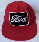 Vintage Ford Large Felt Patch Snapback Hat Red Made In Usa