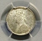 Gem Bu 1862 C British India 2 Annas Silver Coin Sw-i Reverse Pcgs Ms 65